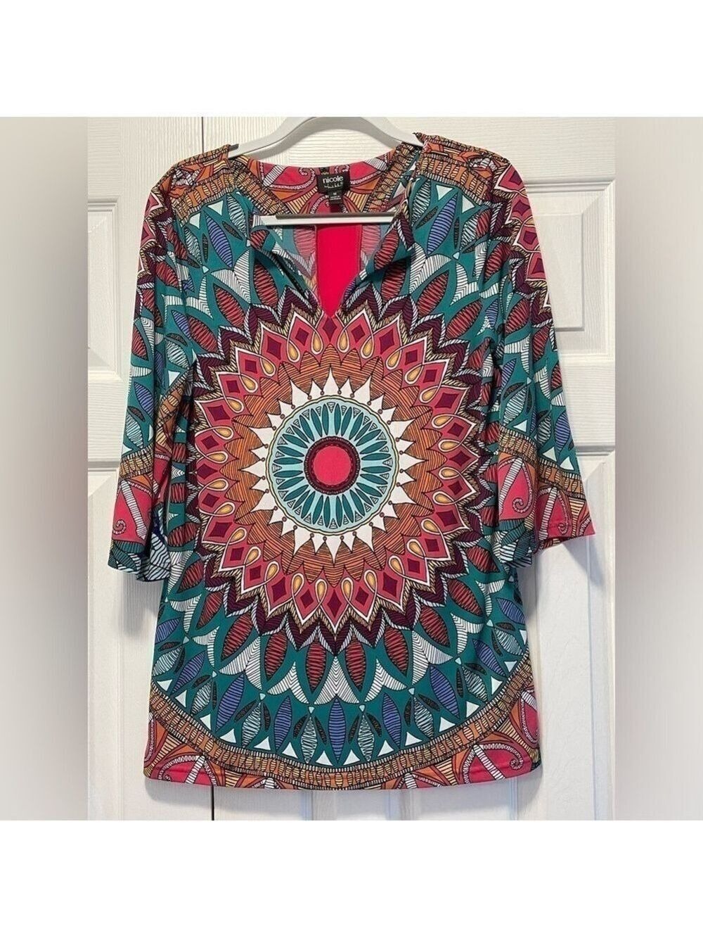 Nicole Miller Tunic blouse top dress colourful size Medium
